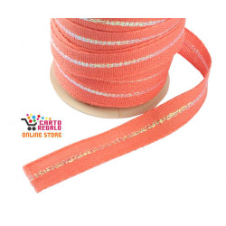 Nastro 100% cotone ROSA ANTICO 20 metri con inserto