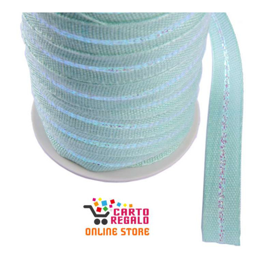 Nastro 100% cotone VERDE PASTELLO con inserto