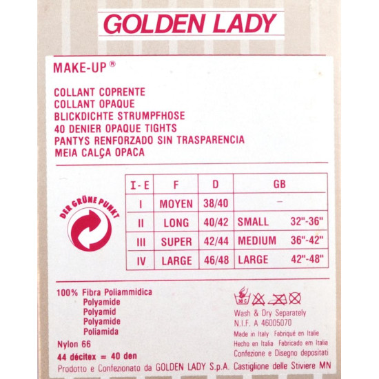 Collant coprente 40 DEN Golden Lady tg. II PANNA
