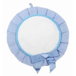 Coccarda tonda azzurra con inserto da ricamare