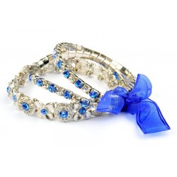 Tris d bracciali con strass blu