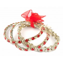 Tris di bracciali con strass rossi