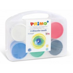 Tempera a dita PER TESSUTI 6 barattoli 100 grammi