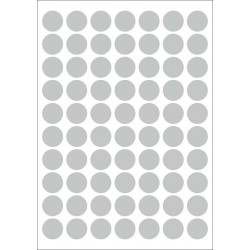 Foglio 70 etichette adesive tonde ARGENTO mm 25