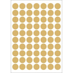 Foglio 70 etichette adesive tonde ORO mm 25