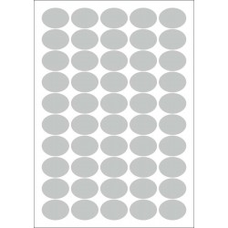 Foglio 50 etichette adesive ovali ARGENTO mm 36x27