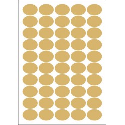 Foglio 50 etichette adesive ovali ORO mm 36x27 Foglio 50 etichette adesive ovali ORO mm 36x27