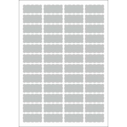 Foglio 48etichette adesive sagomate ARGENTO mm 45x21 Foglio 48etichette adesive sagomate ARGENTO mm 45x21