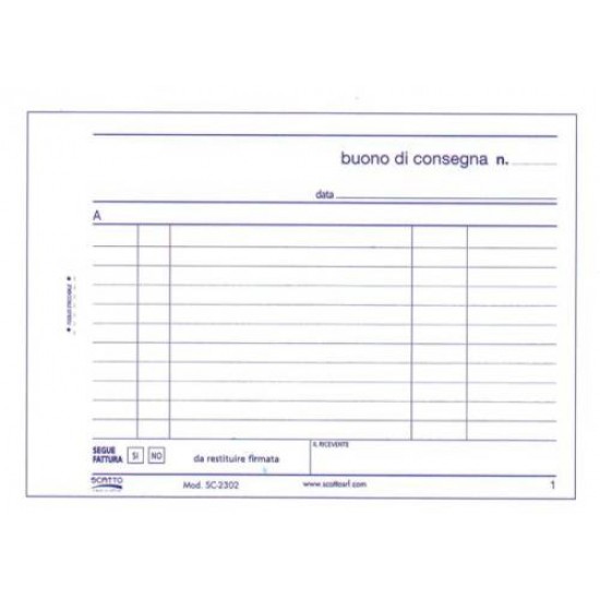 Blocco 50 buoni consegna