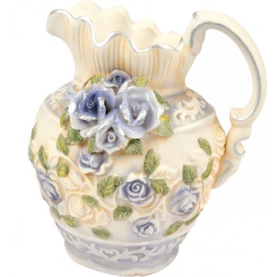 Vaso brocca in ceramica rose blu