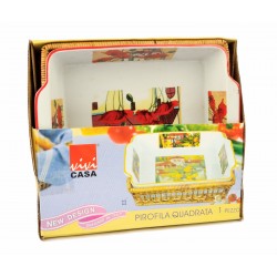 Pirofila quadrata con cesta cm 29 Pirofila quadrata con cesta cm 29