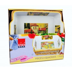 Pirofila quadrata con cesta cm 29 Pirofila quadrata con cesta cm 29