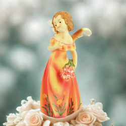 Set 4 angeli con fiori cm 15