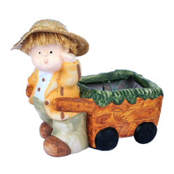 Set bimbo e bimba con carretto cm 15 - 2pz