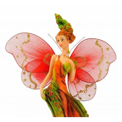 Fatina con ali in tessuto rosso cm 20